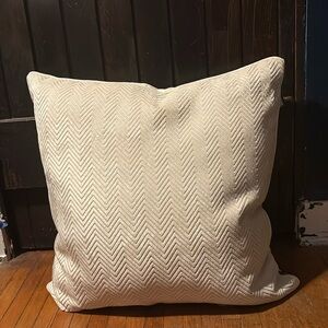 24” x 24” ivory/cream chevron velvet feather-filled decorative throw pillow